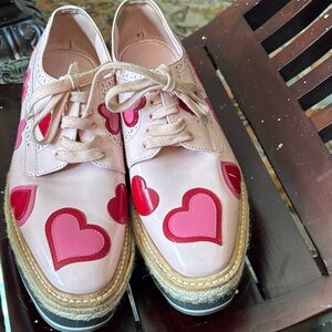 Prada Pink and Red Heart Flats